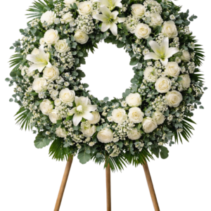 Corona funeraria blanca y verde