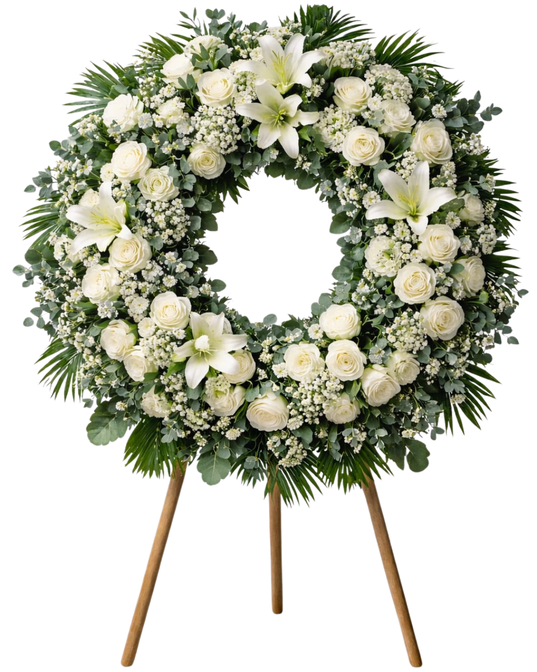 Corona funeraria blanca y verde