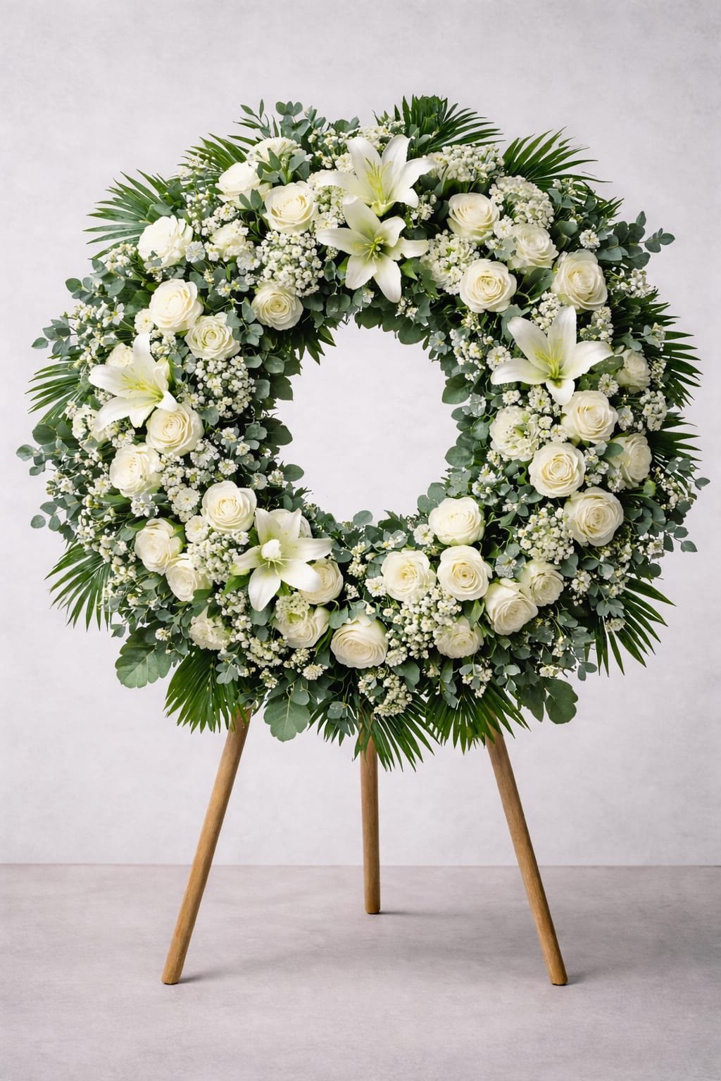 Corona funeraria blanca y verde